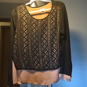 Black and brown patterned blouse